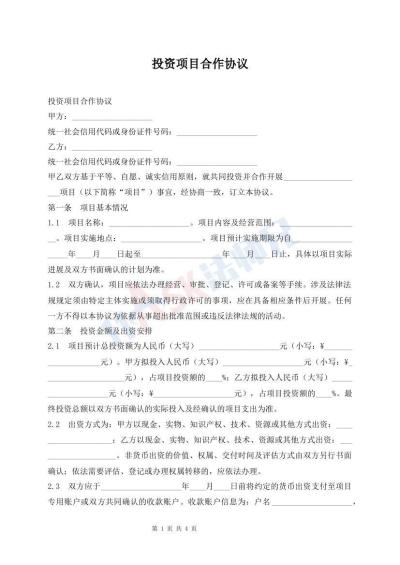 投资项目合作协议