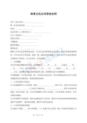 体育文化公司劳动合同