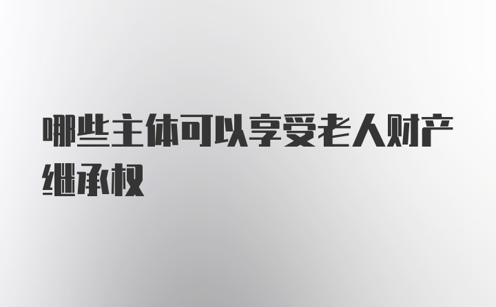哪些主体可以享受老人财产继承权