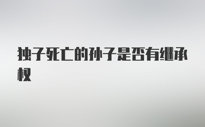 独子死亡的孙子是否有继承权