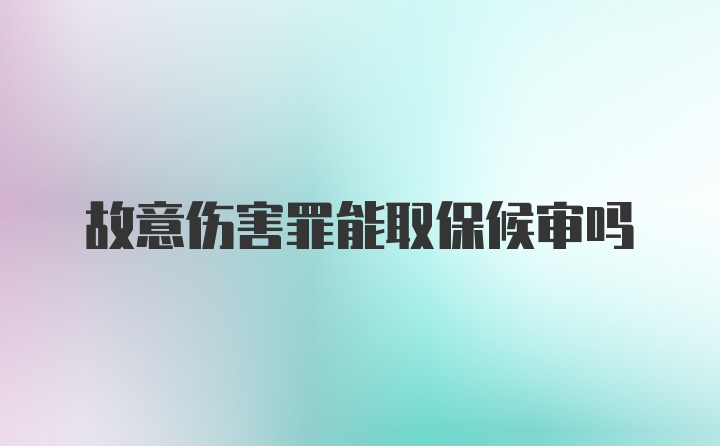 故意伤害罪能取保候审吗