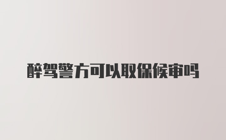 醉驾警方可以取保候审吗