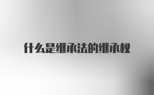 什么是继承法的继承权