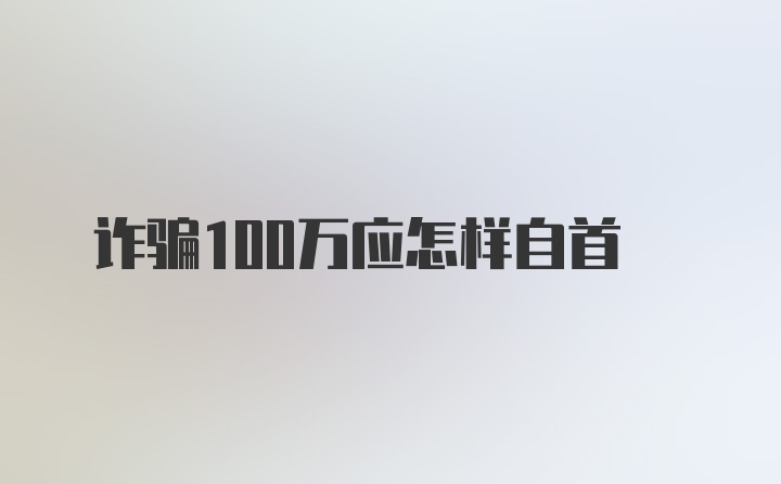 诈骗100万应怎样自首