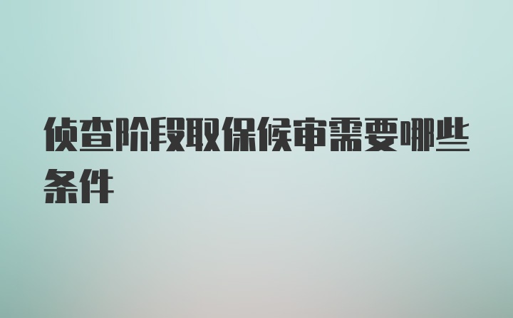 侦查阶段取保候审需要哪些条件