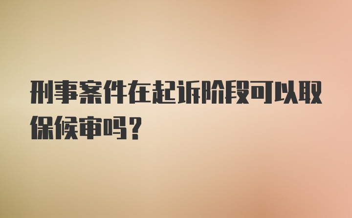 刑事案件在起诉阶段可以取保候审吗？