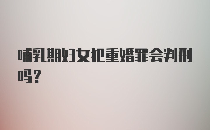 哺乳期妇女犯重婚罪会判刑吗?