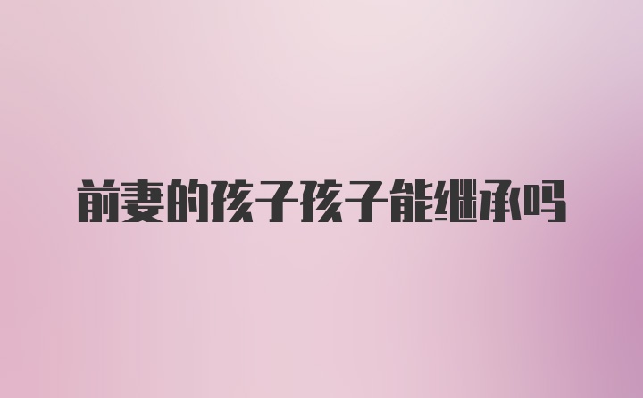 前妻的孩子孩子能继承吗