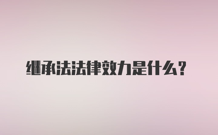 继承法法律效力是什么?