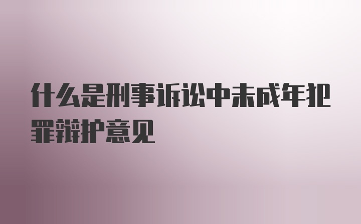 什么是刑事诉讼中未成年犯罪辩护意见