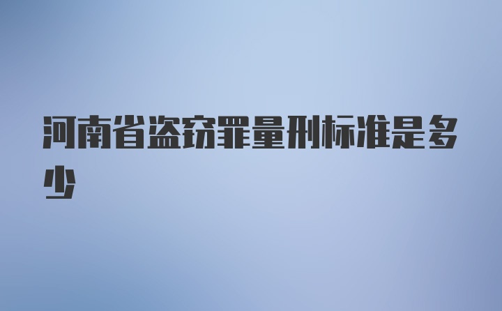 河南省盗窃罪量刑标准是多少