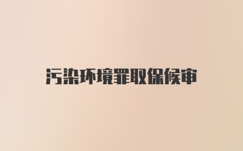 污染环境罪取保候审