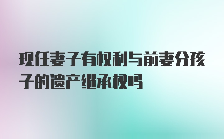 现任妻子有权利与前妻分孩子的遗产继承权吗