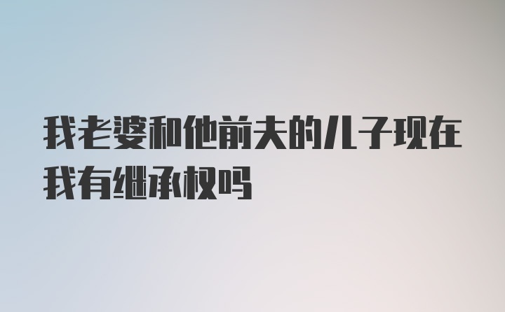 我老婆和他前夫的儿子现在我有继承权吗