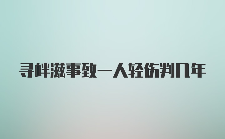 寻衅滋事致一人轻伤判几年