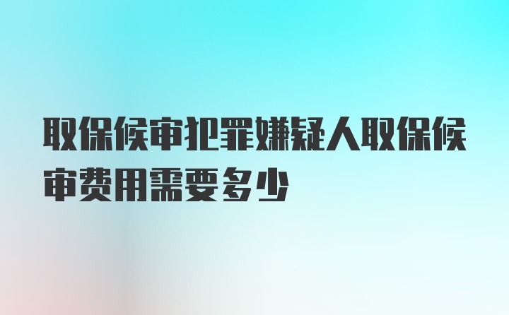 取保候审犯罪嫌疑人取保候审费用需要多少