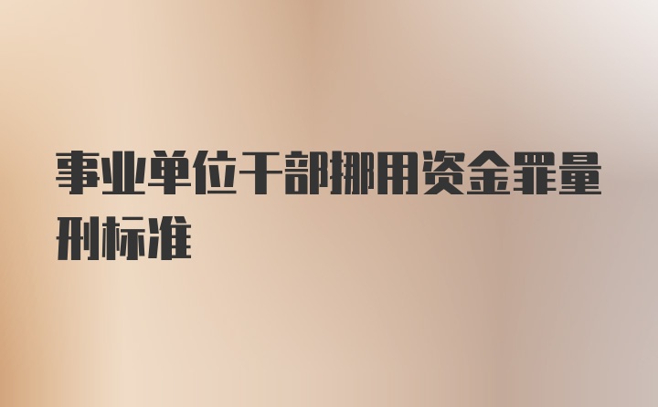 事业单位干部挪用资金罪量刑标准