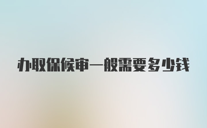 办取保候审一般需要多少钱
