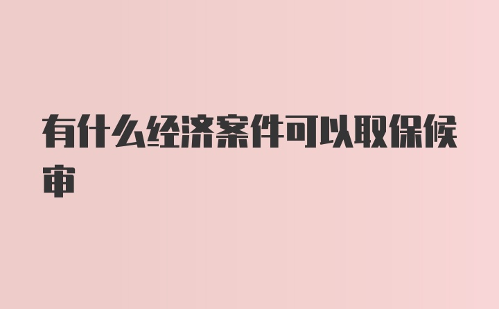 有什么经济案件可以取保候审