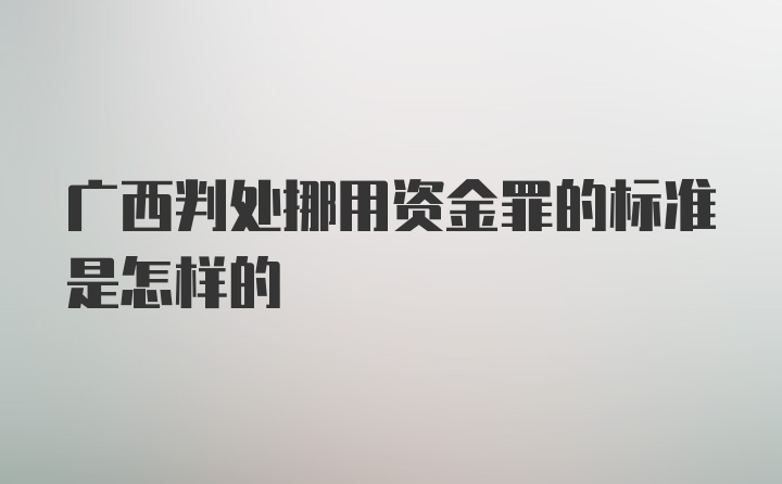 广西判处挪用资金罪的标准是怎样的