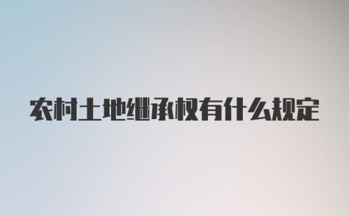 农村土地继承权有什么规定