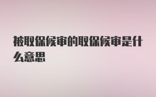 被取保候审的取保候审是什么意思