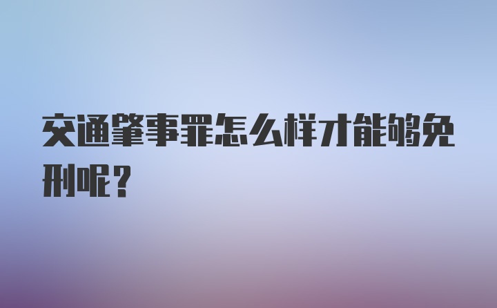 交通肇事罪怎么样才能够免刑呢？