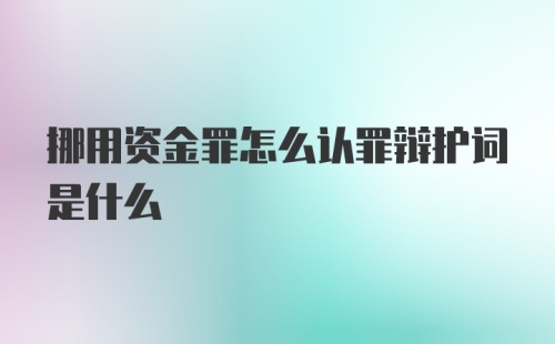 挪用资金罪怎么认罪辩护词是什么