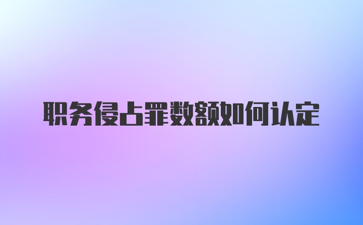 职务侵占罪数额如何认定