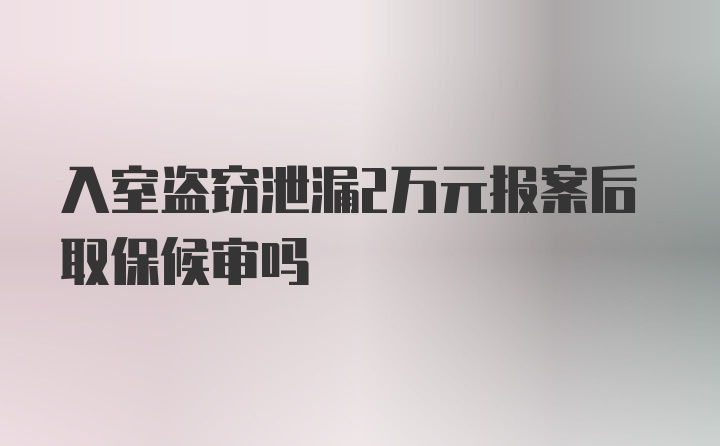 入室盗窃泄漏2万元报案后取保候审吗