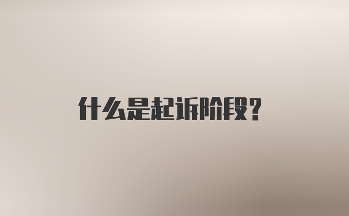 什么是起诉阶段？