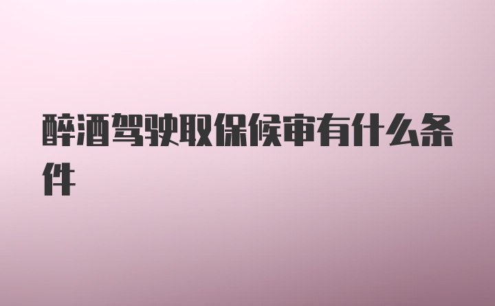 醉酒驾驶取保候审有什么条件