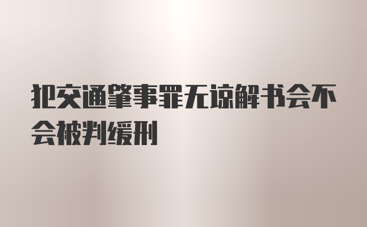 犯交通肇事罪无谅解书会不会被判缓刑