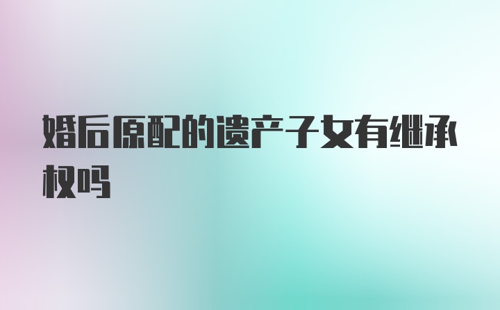 婚后原配的遗产子女有继承权吗