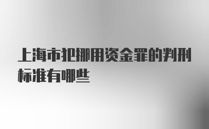 上海市犯挪用资金罪的判刑标准有哪些