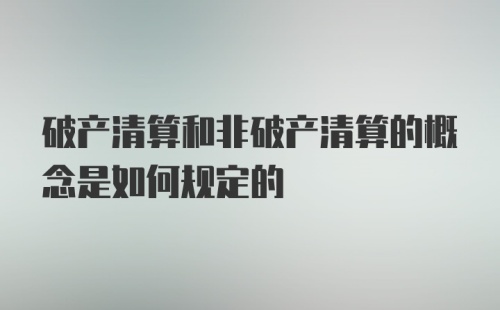 破产清算和非破产清算的概念是如何规定的