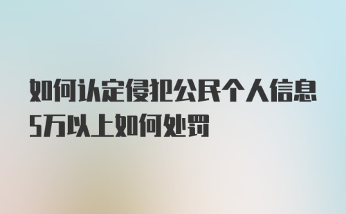 如何认定侵犯公民个人信息5万以上如何处罚