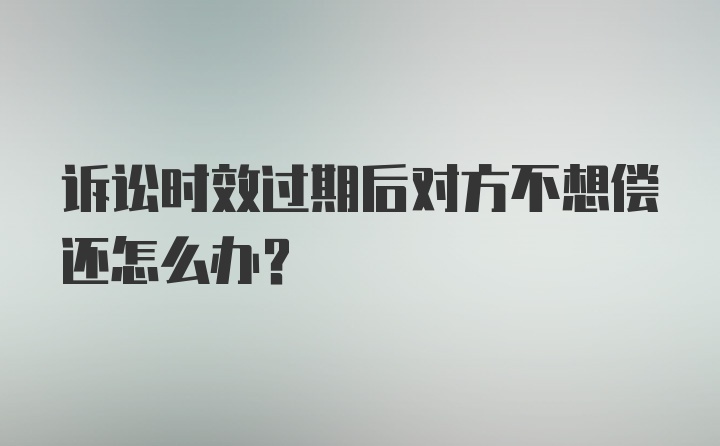 诉讼时效过期后对方不想偿还怎么办？