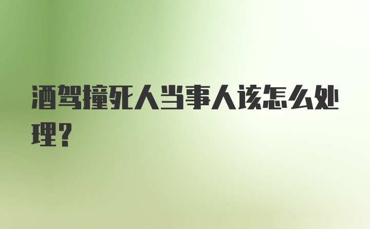 酒驾撞死人当事人该怎么处理？