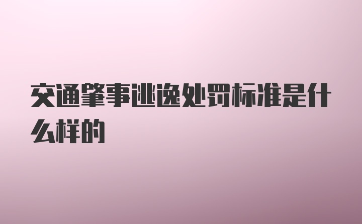 交通肇事逃逸处罚标准是什么样的