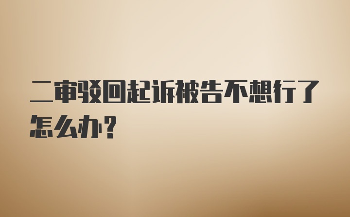 二审驳回起诉被告不想行了怎么办?