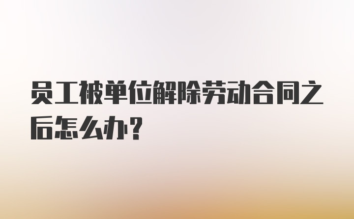 员工被单位解除劳动合同之后怎么办？