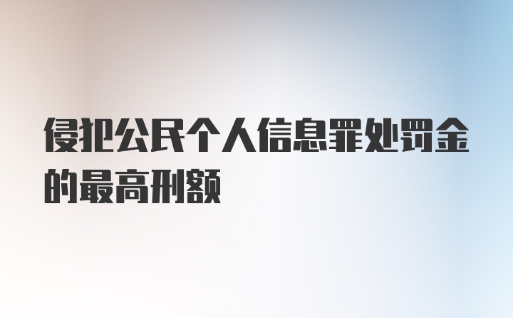 侵犯公民个人信息罪处罚金的最高刑额