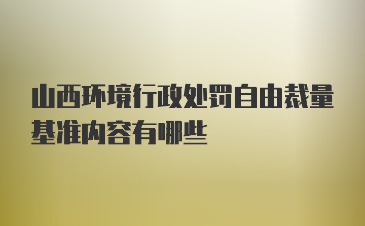 山西环境行政处罚自由裁量基准内容有哪些