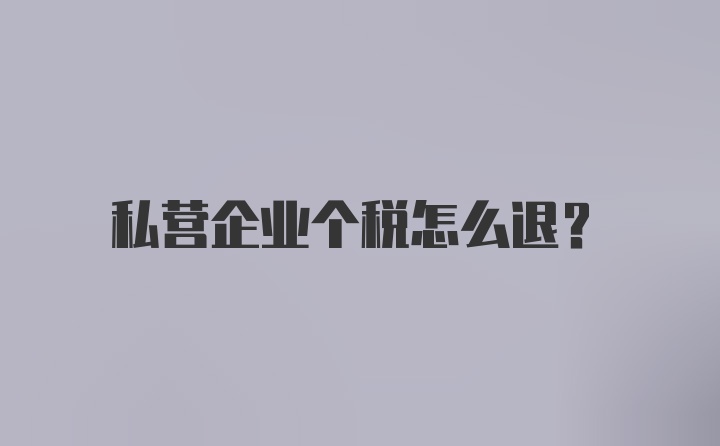 私营企业个税怎么退？