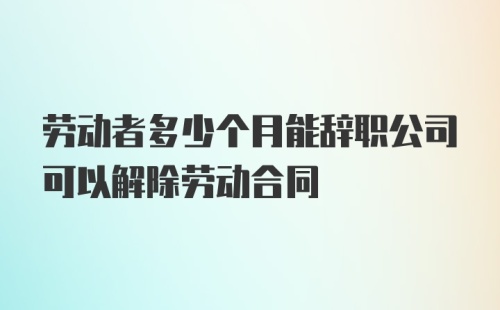 劳动者多少个月能辞职公司可以解除劳动合同