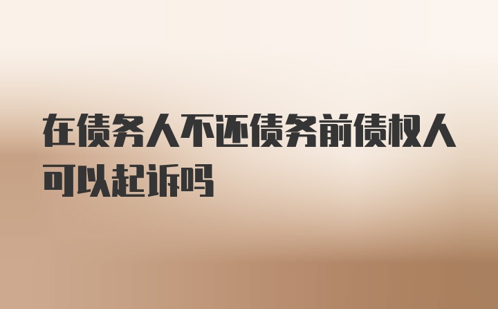 在债务人不还债务前债权人可以起诉吗