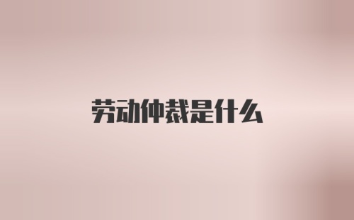 劳动仲裁是什么