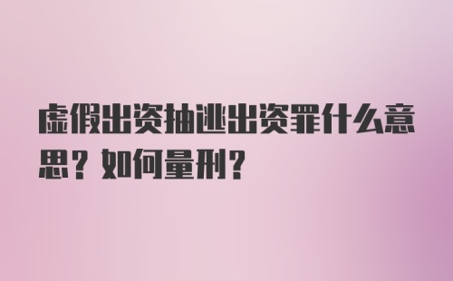 虚假出资抽逃出资罪什么意思？如何量刑？