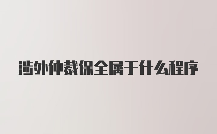 涉外仲裁保全属于什么程序